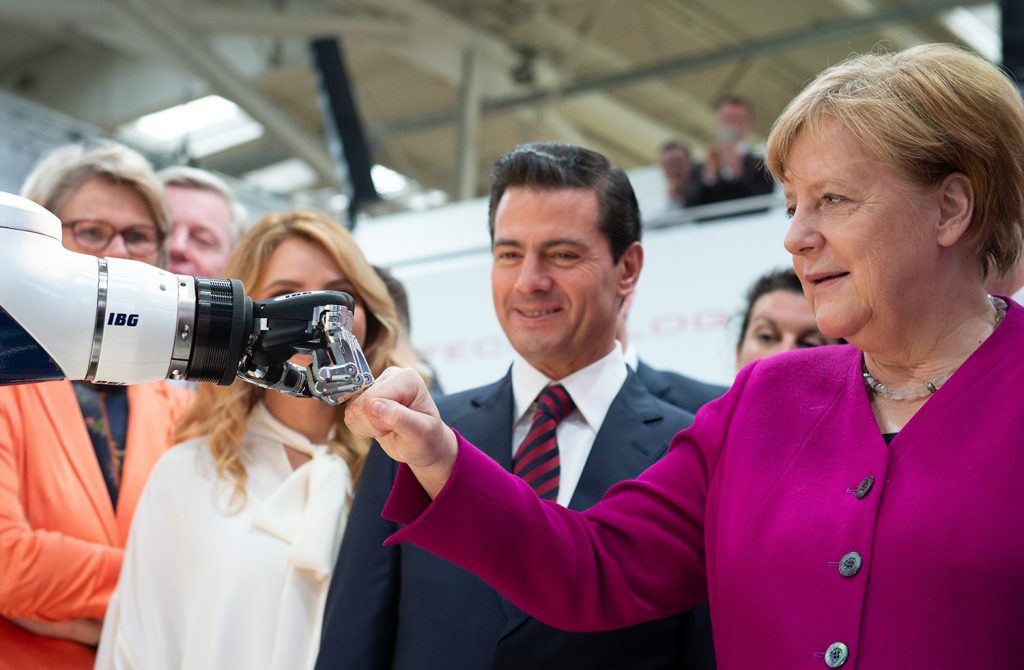 Merkel Fist Bump Robot